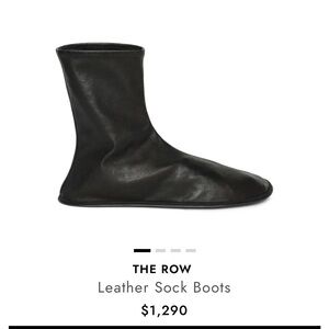 The Row Ebony Leather Ankle Boots